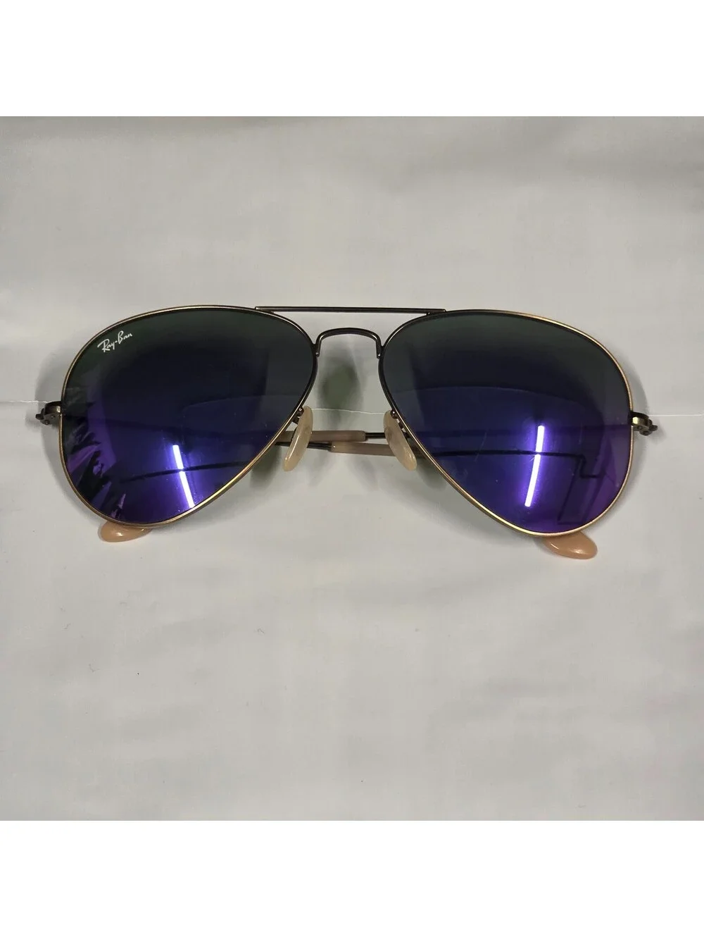 Aviator Flash Sunglasses Large Metal Rose Frame Blue Lenses RB3025